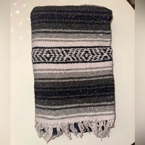 Striped Woven Blanket with Fringe
